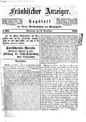 Fränkischer Anzeiger Mittwoch 3. November 1869