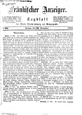 Fränkischer Anzeiger Freitag 19. November 1869