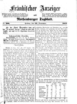 Fränkischer Anzeiger Freitag 26. November 1869
