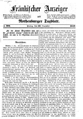 Fränkischer Anzeiger Freitag 10. Dezember 1869