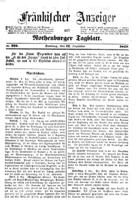 Fränkischer Anzeiger Sonntag 12. Dezember 1869