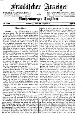 Fränkischer Anzeiger Dienstag 21. Dezember 1869