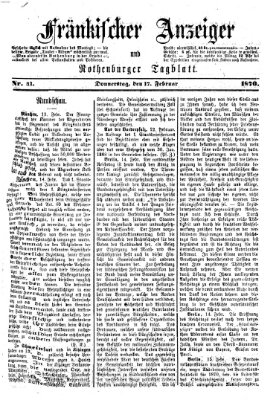 Fränkischer Anzeiger Donnerstag 17. Februar 1870