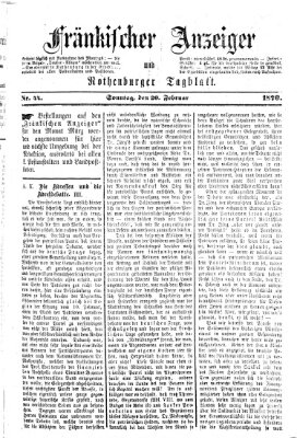 Fränkischer Anzeiger Sonntag 20. Februar 1870