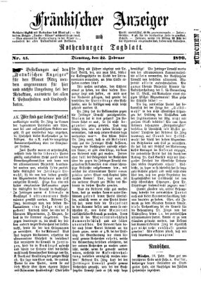 Fränkischer Anzeiger Dienstag 22. Februar 1870