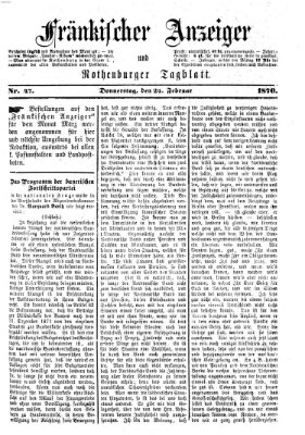 Fränkischer Anzeiger Donnerstag 24. Februar 1870