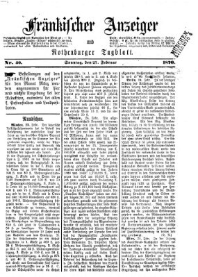 Fränkischer Anzeiger Sonntag 27. Februar 1870