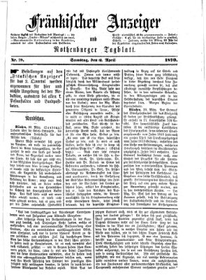 Fränkischer Anzeiger Samstag 2. April 1870