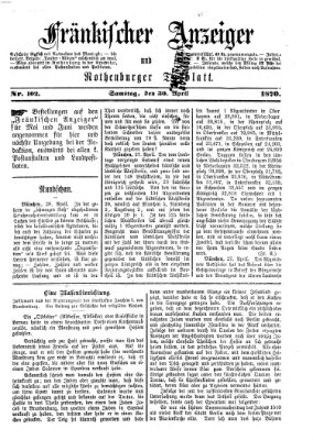 Fränkischer Anzeiger Samstag 30. April 1870