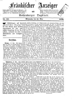 Fränkischer Anzeiger Mittwoch 25. Mai 1870