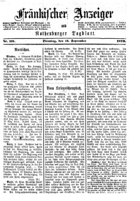 Fränkischer Anzeiger Dienstag 13. September 1870