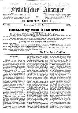 Fränkischer Anzeiger Donnerstag 22. Dezember 1870