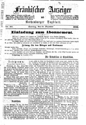 Fränkischer Anzeiger Samstag 24. Dezember 1870