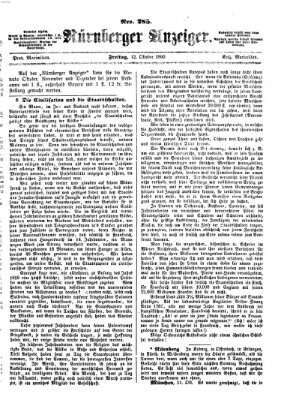 Nürnberger Anzeiger Freitag 12. Oktober 1860
