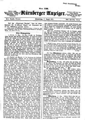 Nürnberger Anzeiger Samstag 17. August 1861