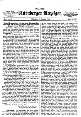 Nürnberger Anzeiger Dienstag 17. Dezember 1861