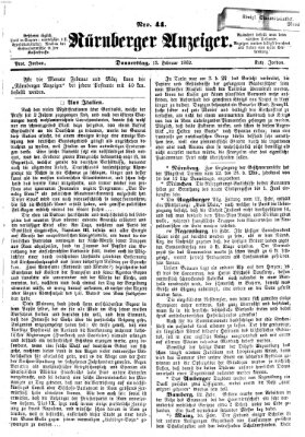 Nürnberger Anzeiger Donnerstag 13. Februar 1862