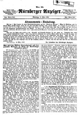 Nürnberger Anzeiger Dienstag 25. März 1862
