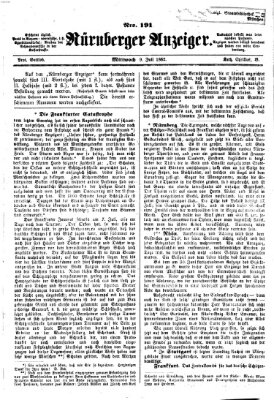 Nürnberger Anzeiger Mittwoch 9. Juli 1862