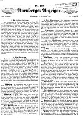 Nürnberger Anzeiger Sonntag 21. September 1862