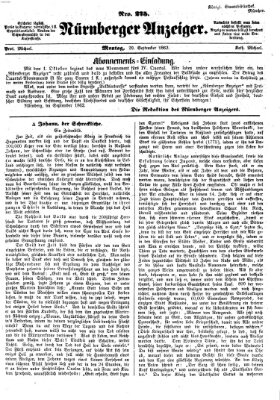 Nürnberger Anzeiger Montag 29. September 1862