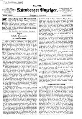 Nürnberger Anzeiger Dienstag 20. Oktober 1863