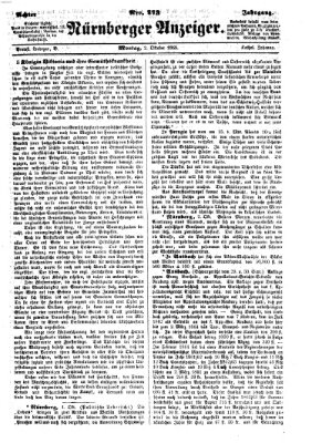 Nürnberger Anzeiger Montag 2. Oktober 1865