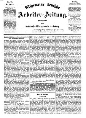 Allgemeine deutsche Arbeiter-Zeitung Sonntag 1. November 1863