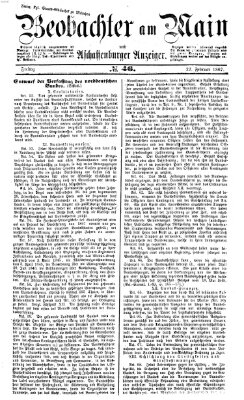 Beobachter am Main und Aschaffenburger Anzeiger Freitag 22. Februar 1867