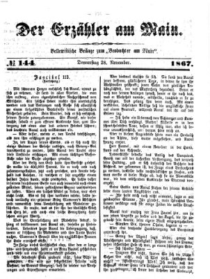Der Erzähler am Main (Beobachter am Main und Aschaffenburger Anzeiger) Donnerstag 28. November 1867