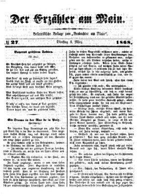 Der Erzähler am Main (Beobachter am Main und Aschaffenburger Anzeiger) Mittwoch 3. März 1886