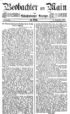 Beobachter am Main und Aschaffenburger Anzeiger Donnerstag 16. September 1869