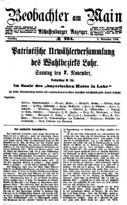 Beobachter am Main und Aschaffenburger Anzeiger Samstag 6. November 1869