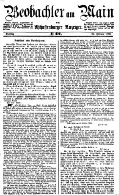 Beobachter am Main und Aschaffenburger Anzeiger Dienstag 22. Februar 1870