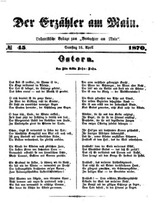 Der Erzähler am Main (Beobachter am Main und Aschaffenburger Anzeiger) Samstag 16. April 1870