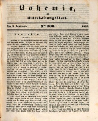 Bohemia Sonntag 3. September 1837
