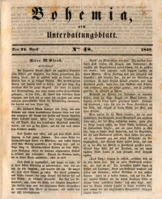 Bohemia Sonntag 21. April 1839