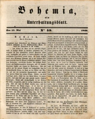 Bohemia Sonntag 17. Mai 1840