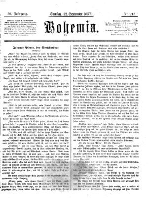 Bohemia Samstag 12. September 1857
