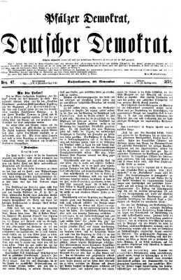 Deutscher Demokrat (Pfälzische Volkszeitung) Sonntag 20. November 1870