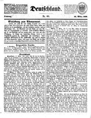 Deutschland Dienstag 16. März 1858