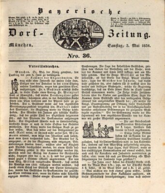 Die Bayerische Dorfzeitung (Münchener Bote für Stadt und Land) Samstag 3. Mai 1834