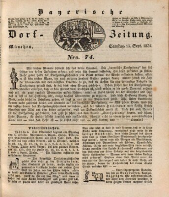 Die Bayerische Dorfzeitung (Münchener Bote für Stadt und Land) Samstag 13. September 1834