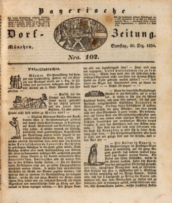 Die Bayerische Dorfzeitung (Münchener Bote für Stadt und Land) Samstag 20. Dezember 1834