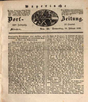 Die Bayerische Dorfzeitung (Münchener Bote für Stadt und Land) Donnerstag 18. Februar 1836