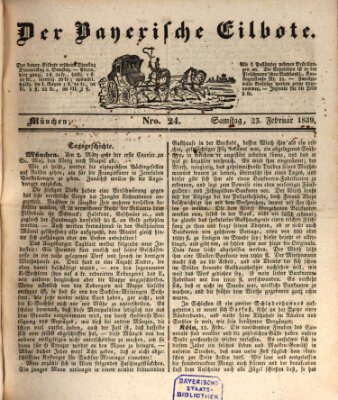 Baierscher Eilbote (Münchener Bote für Stadt und Land) Samstag 23. Februar 1839