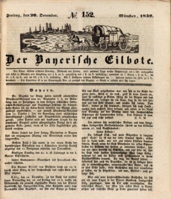 Baierscher Eilbote (Münchener Bote für Stadt und Land) Freitag 20. Dezember 1839