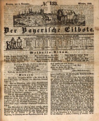 Baierscher Eilbote (Münchener Bote für Stadt und Land) Sonntag 6. November 1842
