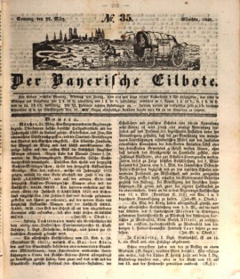 Baierscher Eilbote (Münchener Bote für Stadt und Land) Sonntag 22. März 1846