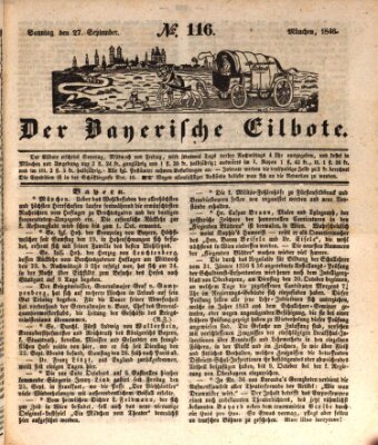 Baierscher Eilbote (Münchener Bote für Stadt und Land) Sonntag 27. September 1846